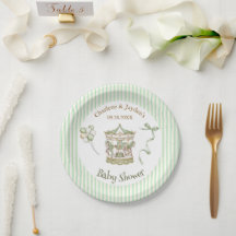 Groene Vintage Paardencarrousel Baby Shower