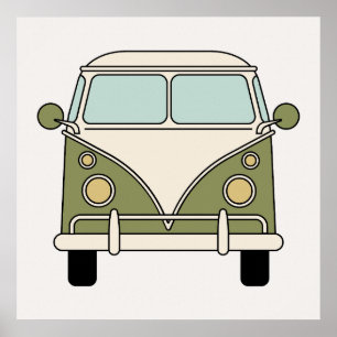 Groene Vintage Retro Camper Van Bus Poster