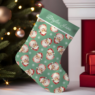 Groene Vintage Retro Kerstman Gepersonaliseerd Kleine Kerstsok