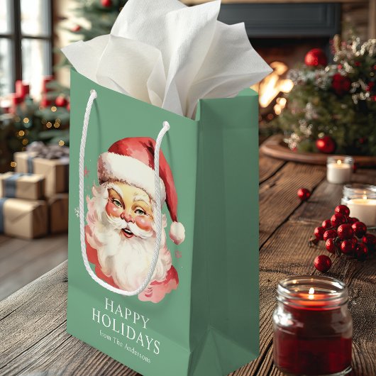 Groene Vintage Retro Kerstman Kerst Klein Cadeauzakje