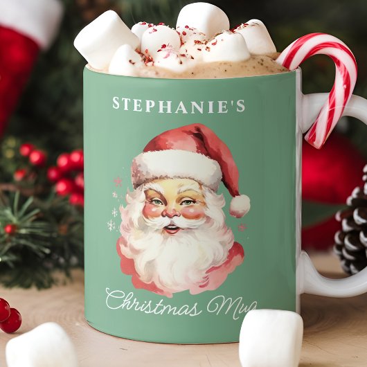 Groene Vintage Retro Kerstman Kerst Koffiemok