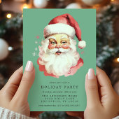 Groene Vintage Retro Kerstman Kerstfeest Kaart
