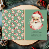 Groene Vintage Retro Kerstman Kerstfeestfeestje Kaart