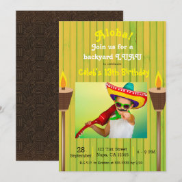 Groene Vintage Retro Zomerfeest Luau Verjaardag Kaart