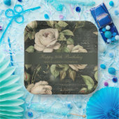 Groene Vintage Roos Papieren Bord (Feest)