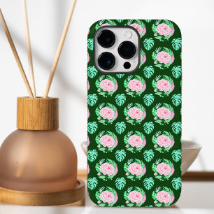 Groene Vintage Rozen, Monstera & Veerpatroon  Case-Mate iPhone 14 Pro Max Hoesje