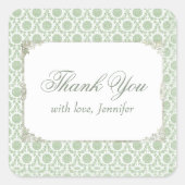 Groene Vintage Shabby Bruiloftsshower Vierkante Sticker (Voorkant)