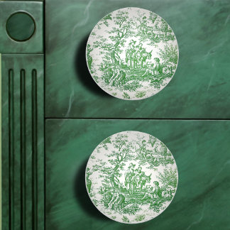 Groene Vintage Toile de Jouy Franse Boerderij Inri Keramische Knop