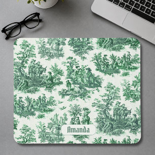 Groene Vintage Toile Jouy Bloemen Monogram Accent Muismat