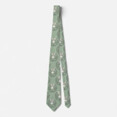 Groene Vintage Toile Kerstkrans (1) Stropdas (Voorkant)