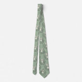 Groene Vintage Toile Kerstkrans (1) Stropdas (Achterkant)