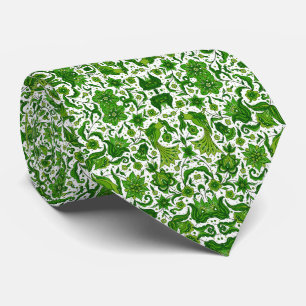 GROENE VINTAGE TROPISCHE VOLKSKUNSTAFDRUK STROPDAS
