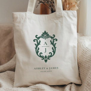 Groene Vintage Versierde Wapenrusting Trouw Welkom Tote Bag