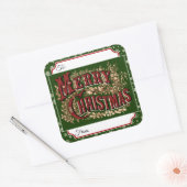 Groene Vintage Vrolijk Kerstcadeau Label Stickers (Envelop)