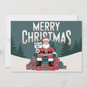 Groene vintage Vrolijk Kerstfeest Kerstman ho ho h Feestdagenkaart