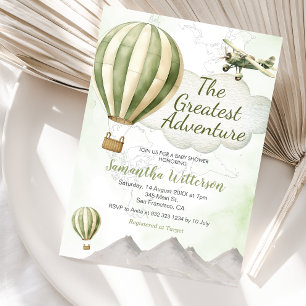 Groene Vintage Wereld Avontuur Heete Luchtballon Kaart
