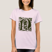 Groene Vintage William Morris Letter N Monogram