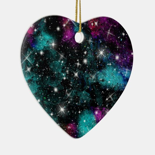 Groene Violet Galaxy Star Milky Way Keramisch Ornament (Rechts)