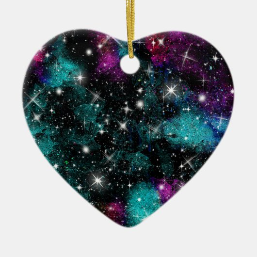 Groene Violet Galaxy Star Milky Way Keramisch Ornament (Voorkant)