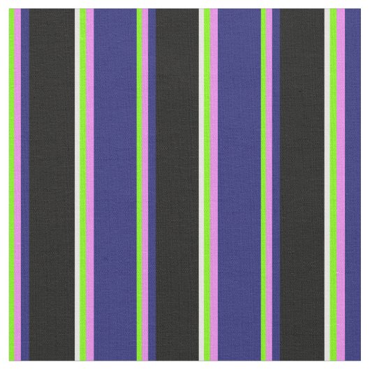 Groene, Violet, Midnight Blue, Black & White Lines Stof (Close Up)