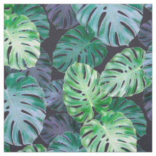 Groene Violet Tropische Monstera Leaves Stof