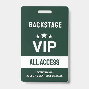Groene VIP Backstage All Access Pass ID-badge Badge