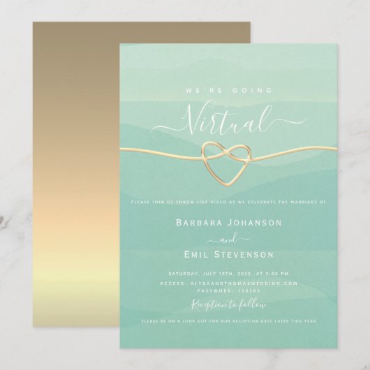Groene virtuele bruiloft kaart (Voorkant / Achterkant)