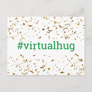 Groene Virtuele Knuffel Hashtag Gouden Nepconfetti Briefkaart