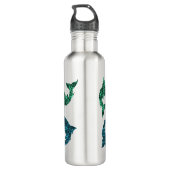 Groene vis en blauwe vis op maat waterfles  (Achterkant)