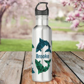 Groene vis en blauwe vis op maat waterfles