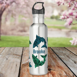 Groene vis en blauwe vis op maat waterfles 