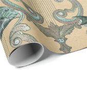 Groene vis en zwaardvis op tan cadeaupapier (Rol Hoek)