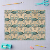 Groene vis en zwaardvis op Tan-ontkoppeling Tissuepapier (Craft)