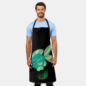 Groene vis met bellen en aquatische planten schort (Gedragen)