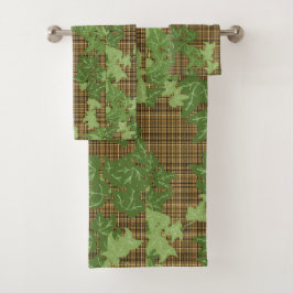 Groene vis op gouden zwarte bruine vlecht bad handdoek