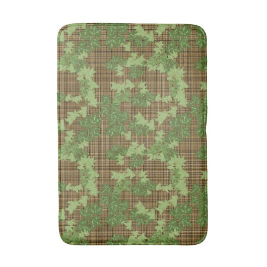 Groene vis op gouden zwarte bruine vlecht badmat (Voorkant Verticaal)