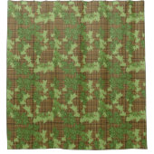 Groene vis op gouden zwarte bruine vlecht douchegordijn (Voorkant)