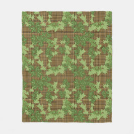 Groene vis op gouden zwarte bruine vlecht fleece deken