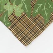 Groene vis op gouden zwarte bruine vlecht fleece deken (Hoek)