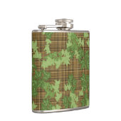 Groene vis op gouden zwarte bruine vlecht heupfles (Rechts)