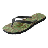 Groene vis op gouden zwarte bruine vlecht teenslippers (Schuin)
