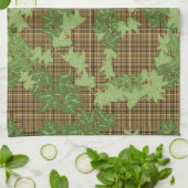 Groene vis op gouden zwarte bruine vlecht theedoek (Gevouwen)