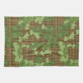 Groene vis op gouden zwarte bruine vlecht theedoek (Horizontaal)