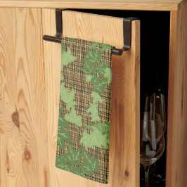 Groene vis op gouden zwarte bruine vlecht theedoek