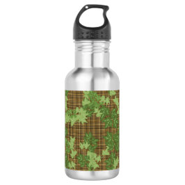 Groene vis op gouden zwarte bruine vlecht waterfles 