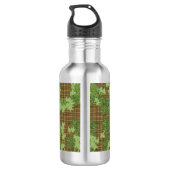 Groene vis op gouden zwarte bruine vlecht waterfles  (Achterkant)