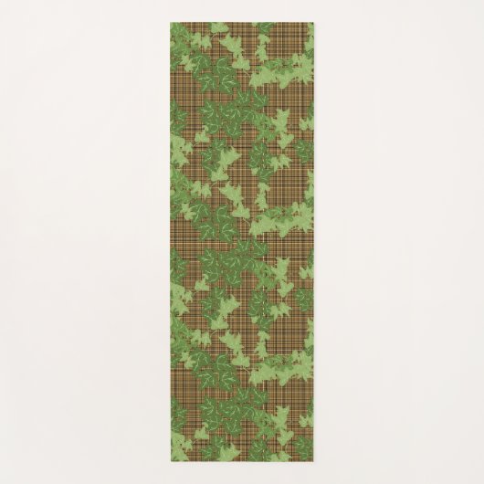 Groene vis op gouden zwarte bruine vlecht yogamat (Voorkant)