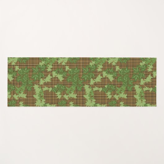 Groene vis op gouden zwarte bruine vlecht yogamat (Voorkant (horizontaal))