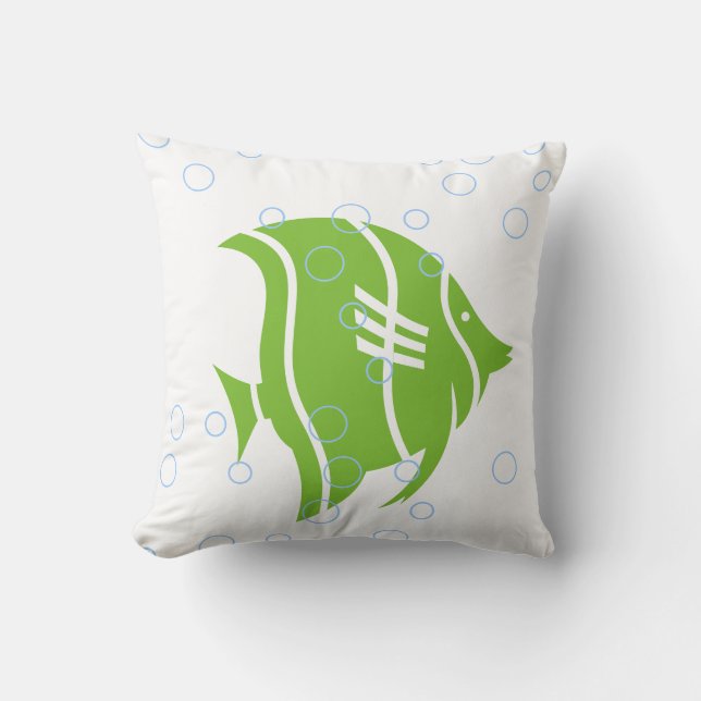 groene vis op witte PILLOW Kussen (Voorkant)