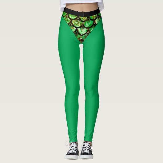 Groene vis schaal bikini leggings (Voorkant)